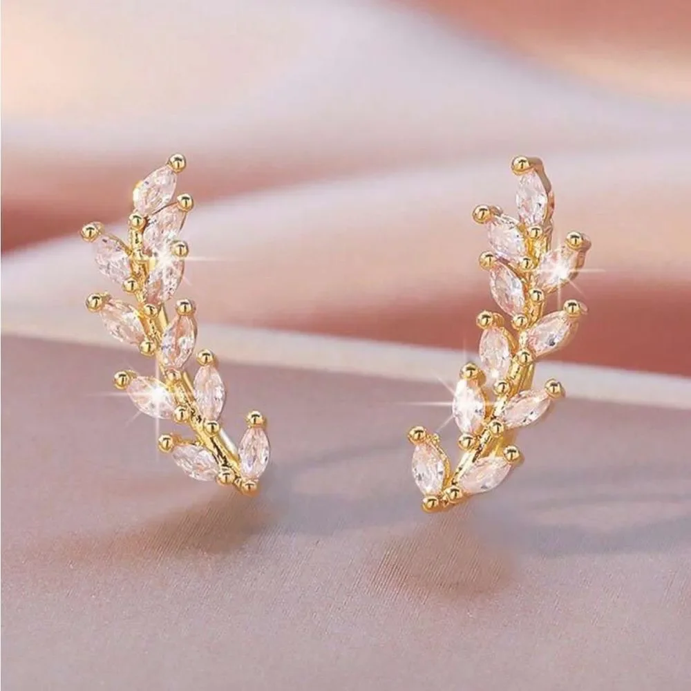 Diamond Leaf Earrings M1367